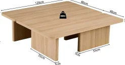 Satz von 2 Couchtischen Arallo - 120x120x38cm - Eiche Dekor