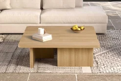 Satz von 2 Couchtischen Arallo - 120x120x38cm - Eiche Dekor