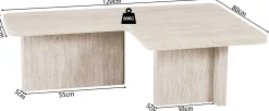 Satz von 2 Couchtischen Arallo - 120x120x38cm - Travertin