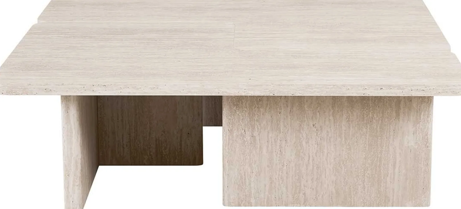 Satz von 2 Couchtischen Arallo - 120x120x38cm - Travertin