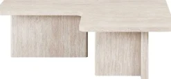 Satz von 2 Couchtischen Arallo - 120x120x38cm - Travertin