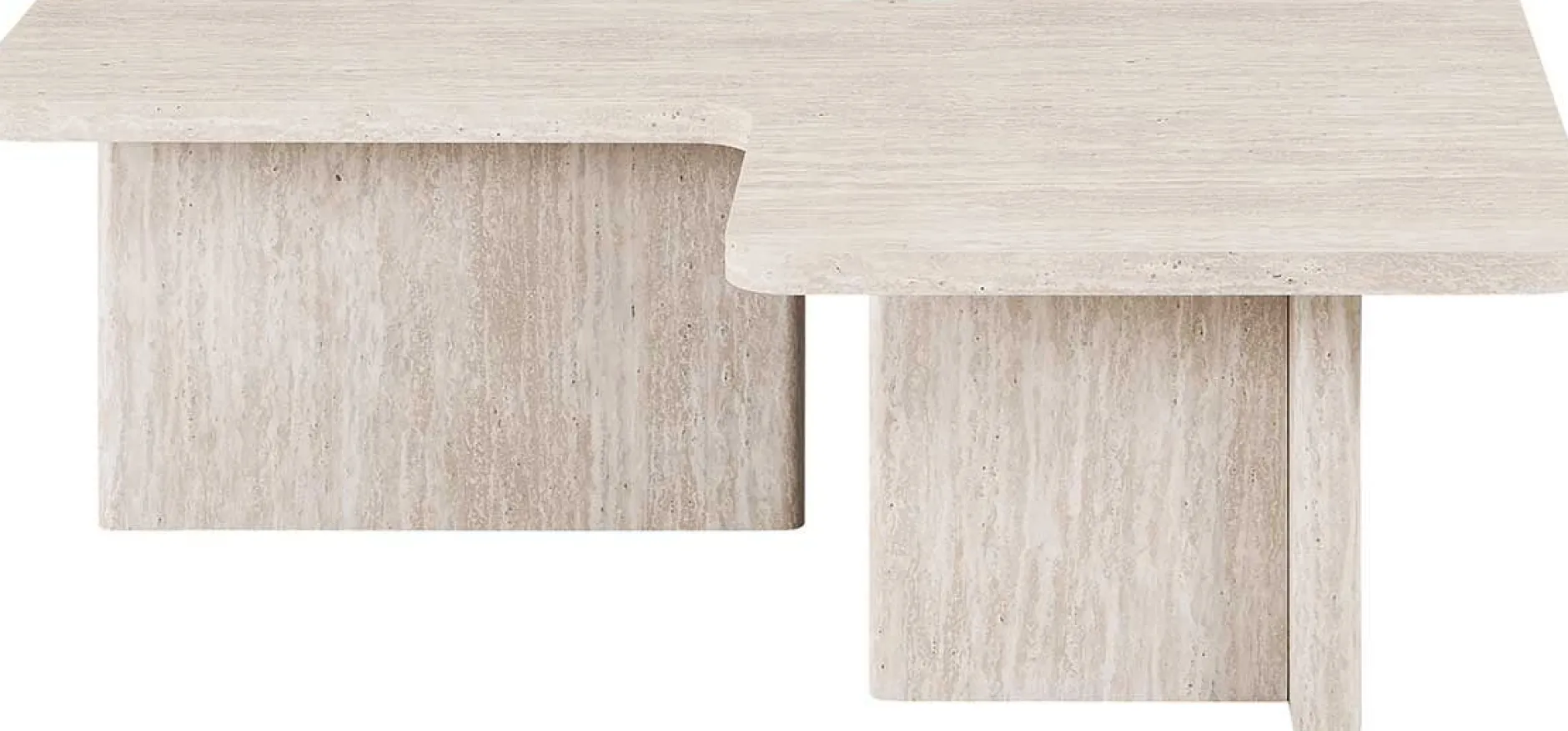 Satz von 2 Couchtischen Arallo - 120x120x38cm - Travertin