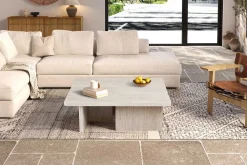 Satz von 2 Couchtischen Arallo - 120x120x38cm - Travertin