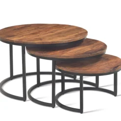 Satz von 3 Couchtischen Gaja-Magnolienholz