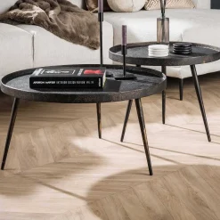 Satz von 2 Couchtischen Lima ø76 industriell - grau