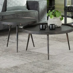 Satz von 2 Couchtischen Lima ø76 industriell - grau