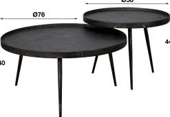 Satz von 2 Couchtischen Lima ø76 industriell - grau