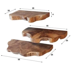 Satz von 3 Wandregalen Navarro-Teak