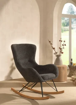 Schaukelstuhl Rocky - 96x75x101 cm - Bouclé/anthrazit