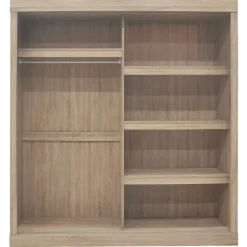 Schiebeschrank Mike mit Spiegeltür | Sonoma, Spanplatte, MDF | 197,5 x 182,5 x 52,5 cm