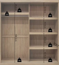 Schiebetürenschrank 'Mike' - Sonoma-Ausführung | H197,5 x B182,5 x T52,5 cm