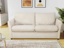 Schlafsofa Maho - 178x96x85cm - beige gerippter Samt