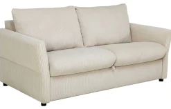 Schlafsofa Maho - 178x96x85cm - beige gerippter Samt