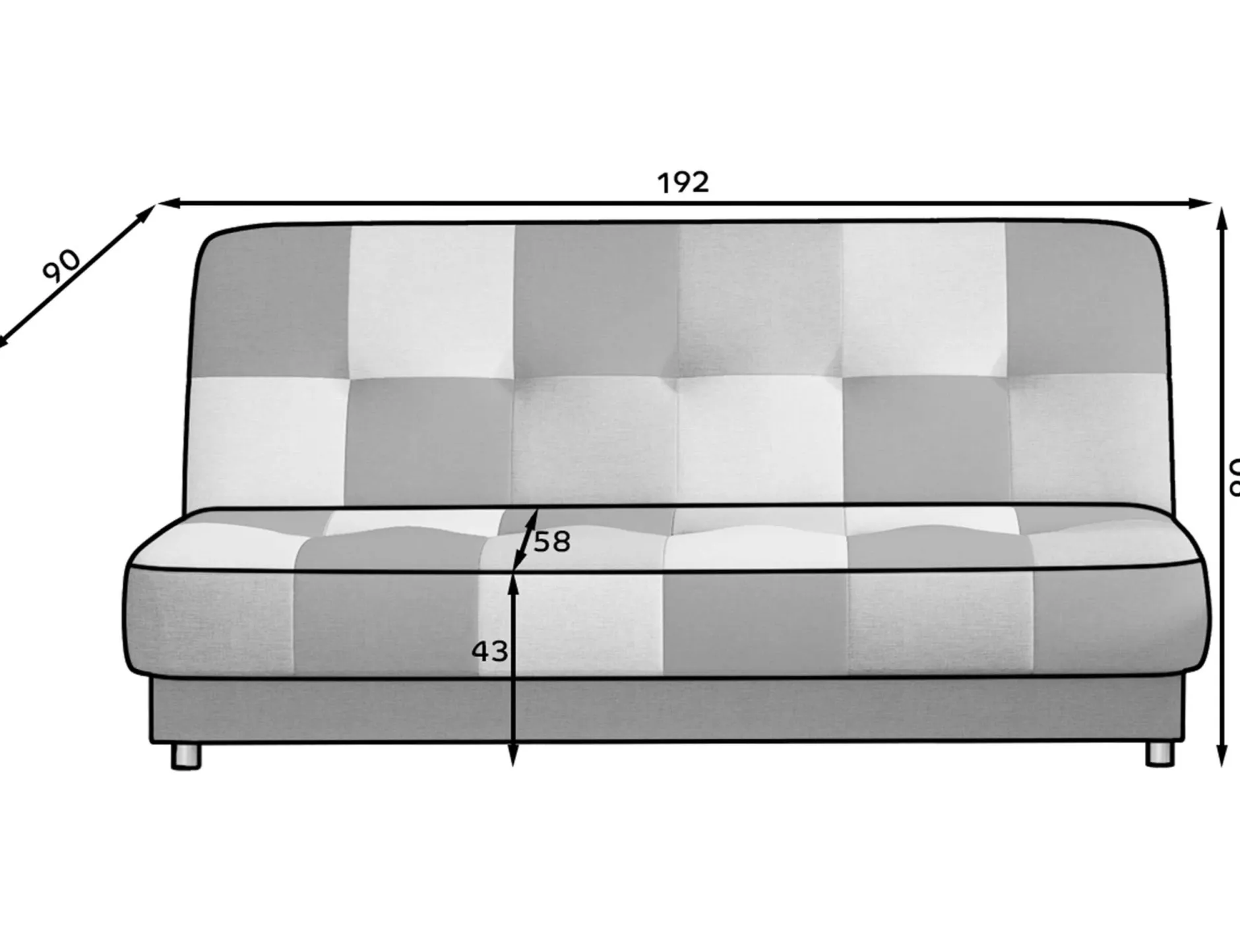 Schlafsofa Massimo | 90 x 190 cm | Blau