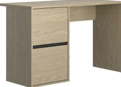 Schlafzimmer Nael: Doppelbett 140x190, Schreibtisch, Bücherregal, Kleiderschrank - Eiche Dekor/schwarz