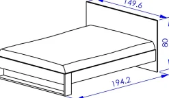 Schlafzimmer Nael: Doppelbett 140x190, Schreibtisch, Bücherregal, Kleiderschrank - Eiche Dekor/schwarz