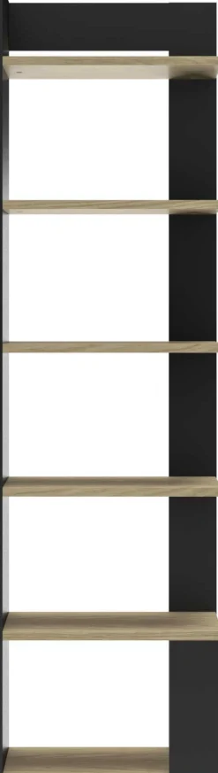 Schlafzimmer Nael: Doppelbett 140x190, Schreibtisch, Bücherregal, Kleiderschrank - Eiche Dekor/schwarz