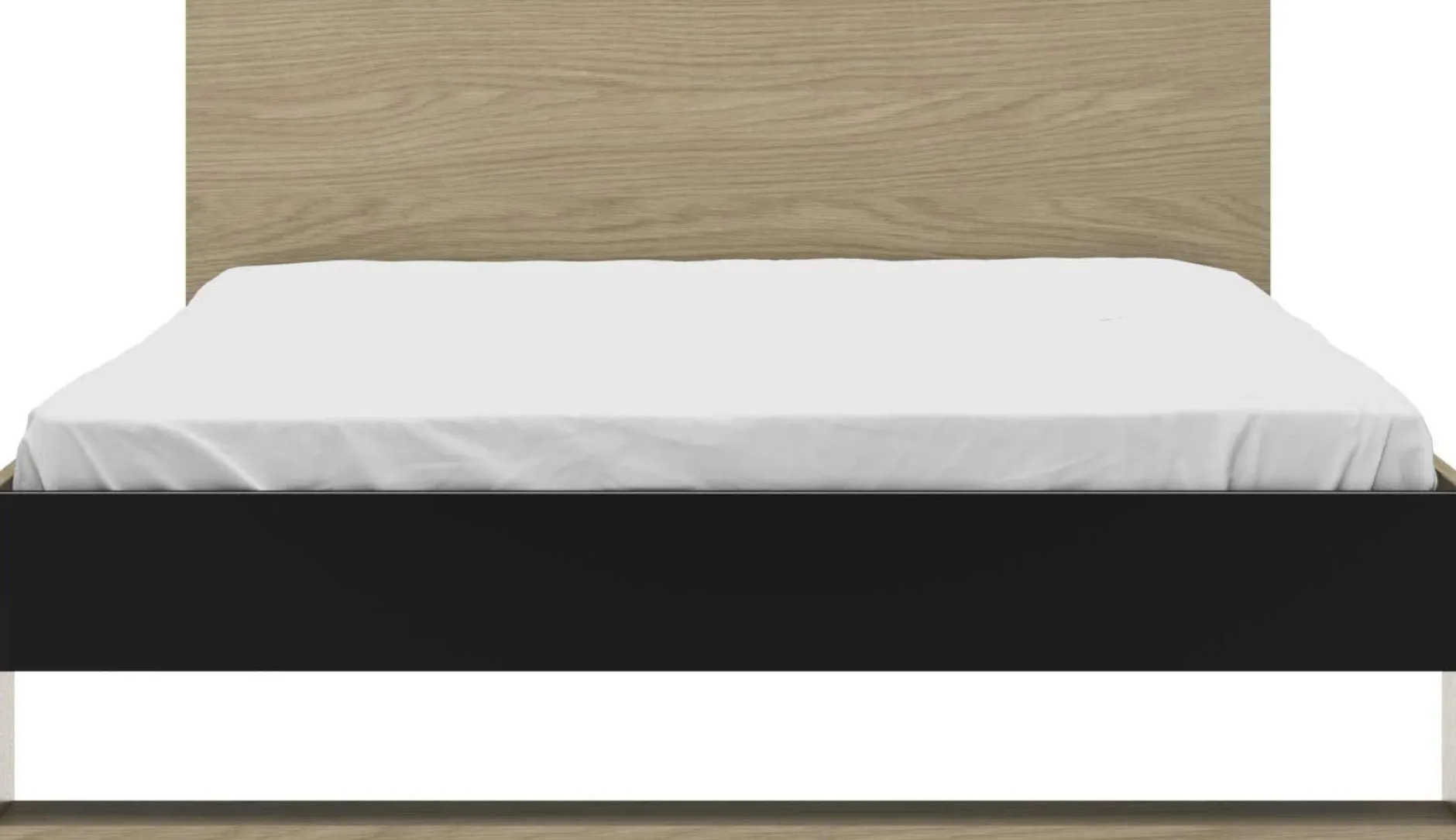 Schlafzimmer Nael: Doppelbett 140x190, Schreibtisch, Bücherregal, Kleiderschrank - Eiche Dekor/schwarz