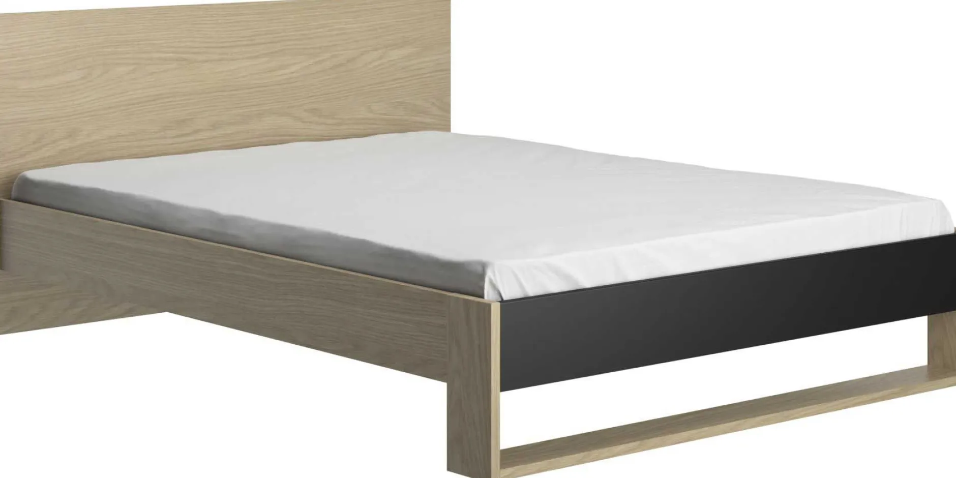 Schlafzimmer Nael: Doppelbett 140x190, Schreibtisch, Bücherregal, Kleiderschrank - Eiche Dekor/schwarz
