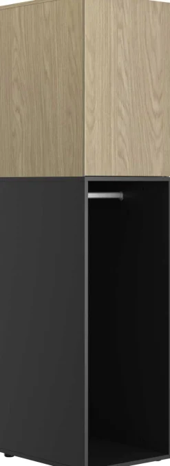 Schlafzimmer Nael: Doppelbett 140x200, Schreibtisch, Bücherregal, Kleiderschrank - Eiche Dekor/schwarz