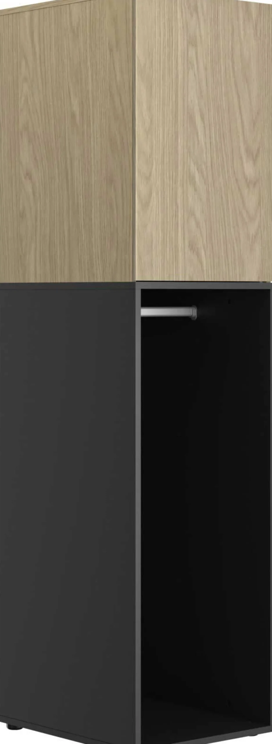 Schlafzimmer Nael: Doppelbett 140x200, Schreibtisch, Bücherregal, Kleiderschrank - Eiche Dekor/schwarz