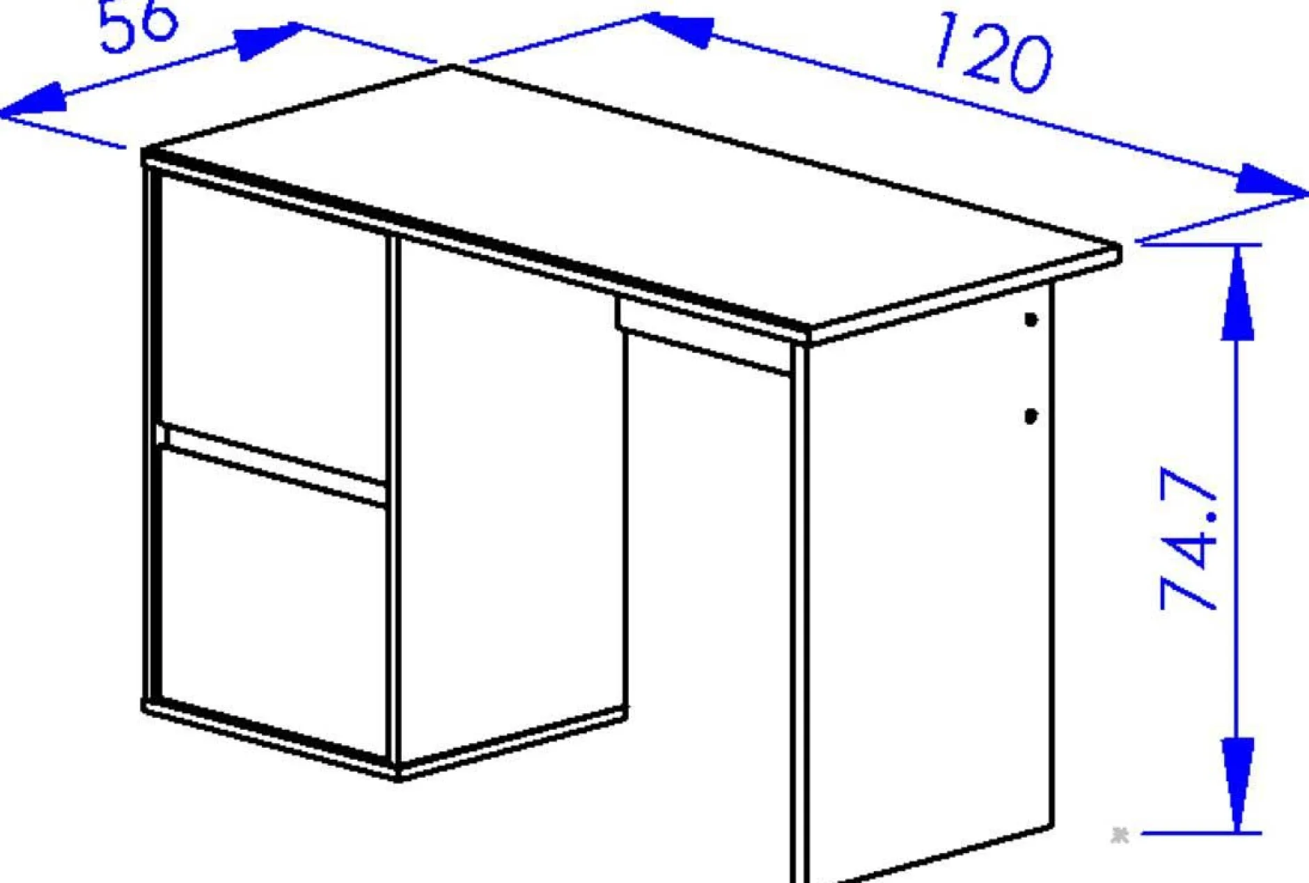 Schlafzimmer Nael: Doppelbett 140x200, Schreibtisch, Bücherregal, Kleiderschrank - Eiche Dekor/schwarz