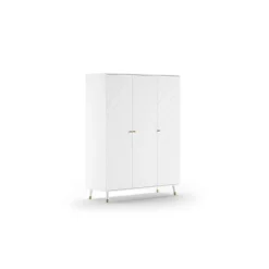 Schlafzimmerset Billy - Kommode, Färberregal, dreitüriger Kleiderschrank und Babybett - Weiß/Grün
