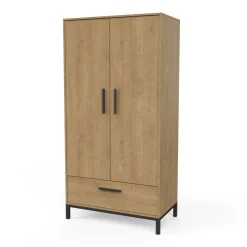 Schlafzimmerset Craig | Doppelbett, Nachttisch, Kleiderschrank, Kommode | Oak Matte Black
