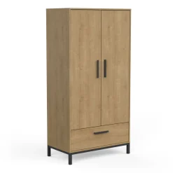 Schlafzimmerset Craig | Doppelbett, Nachttisch, Kleiderschrank, Kommode | Oak Matte Black