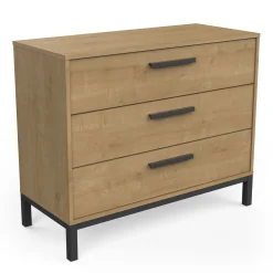 Schlafzimmerset Craig | Doppelbett, Nachttisch, Kleiderschrank, Kommode | Oak Matte Black
