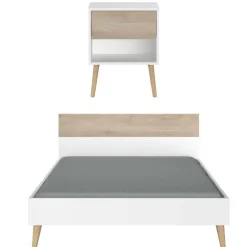 Schlafzimmerset Hardy | Doppelbett, Nachttisch | Eiche Weiß Design