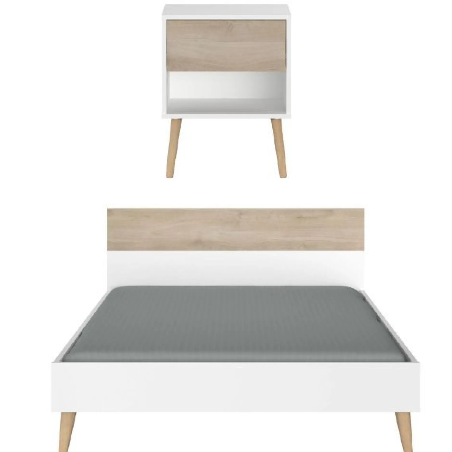 Schlafzimmerset Hardy | Doppelbett, Nachttisch | Eiche Weiß Design