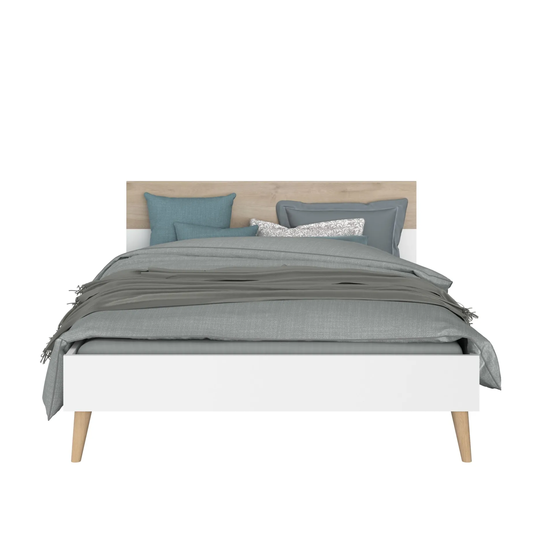 Schlafzimmerset Hardy | Doppelbett, Nachttisch | Eiche Weiß Design