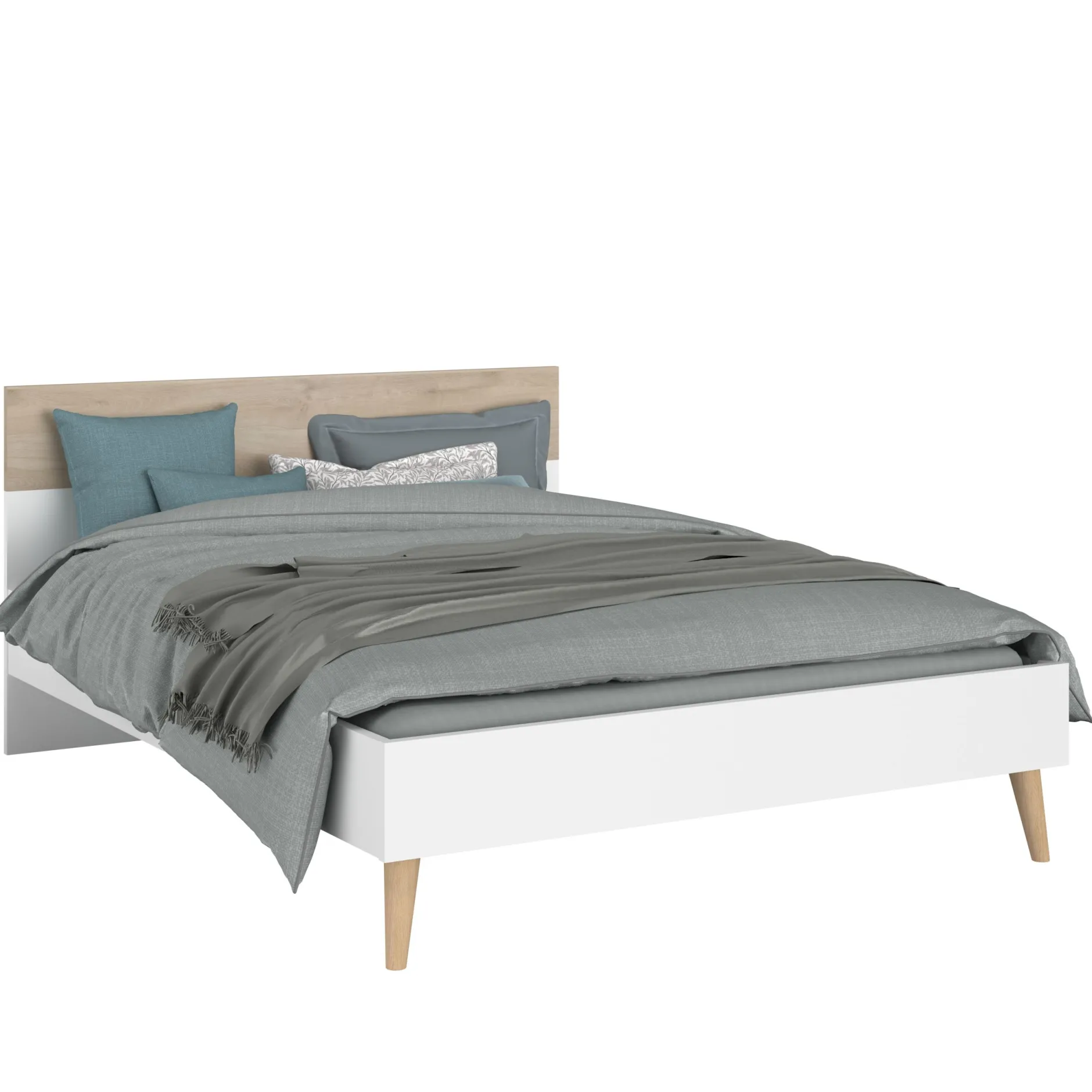 Schlafzimmerset Hardy | Doppelbett, Nachttisch | Eiche Weiß Design