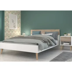 Schlafzimmerset Hardy | Doppelbett, Nachttisch | Eiche Weiß Design