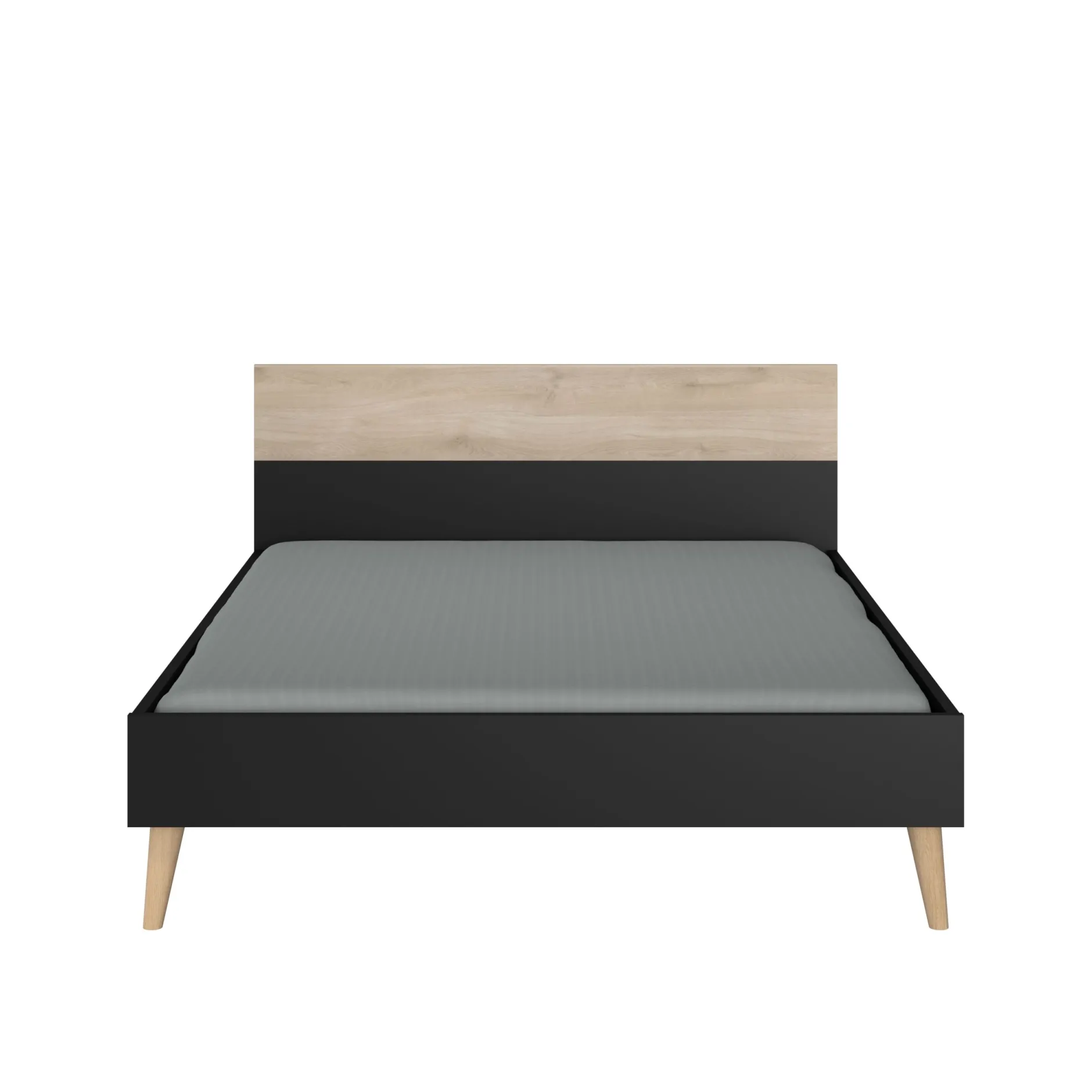 Schlafzimmerset Hardy | Doppelbett, Nachttisch | Oak Black Design