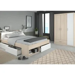 Schlafzimmer-Set Most | Doppelbett mit Stauraum, Kleiderschrank