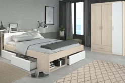 Schlafzimmer-Set Most | Doppelbett mit Stauraum, Kleiderschrank