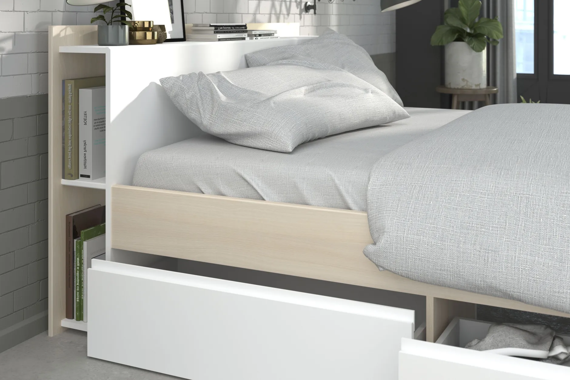 Schlafzimmer-Set Most | Doppelbett mit Stauraum, Kleiderschrank