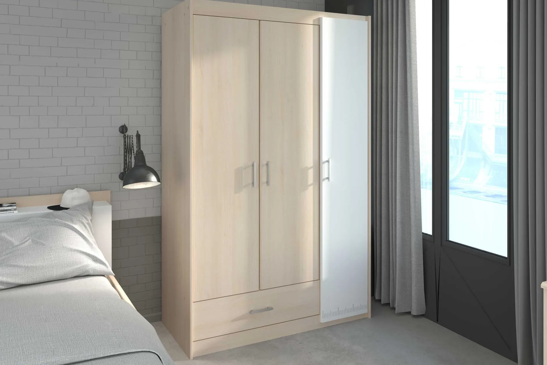 Schlafzimmer-Set Most | Doppelbett mit Stauraum, Kleiderschrank