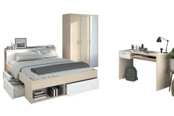 Schlafzimmer-Set Most | Doppelbett, Kleiderschrank, Schreibtisch