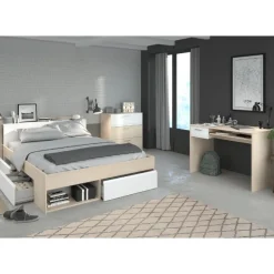 Schlafzimmer-Set Most | Doppelbett mit Stauraum, Schreibtisch, Kommode