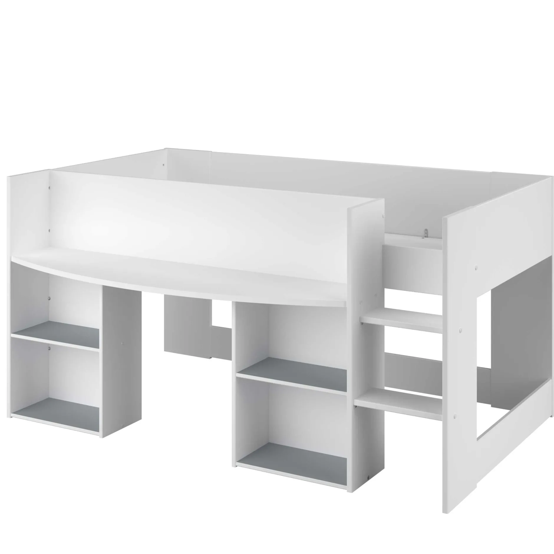 Schlafzimmerset Rue | Halbhochbett, Kleiderschrank, Kommode und Schreibtisch