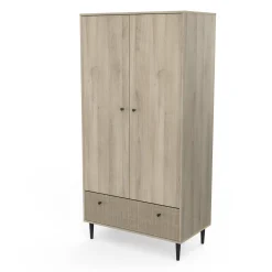 Schlafzimmerset Sayuri | Doppelbett, Nachttisch, Kleiderschrank, Kommode | Kronberg Oak Design