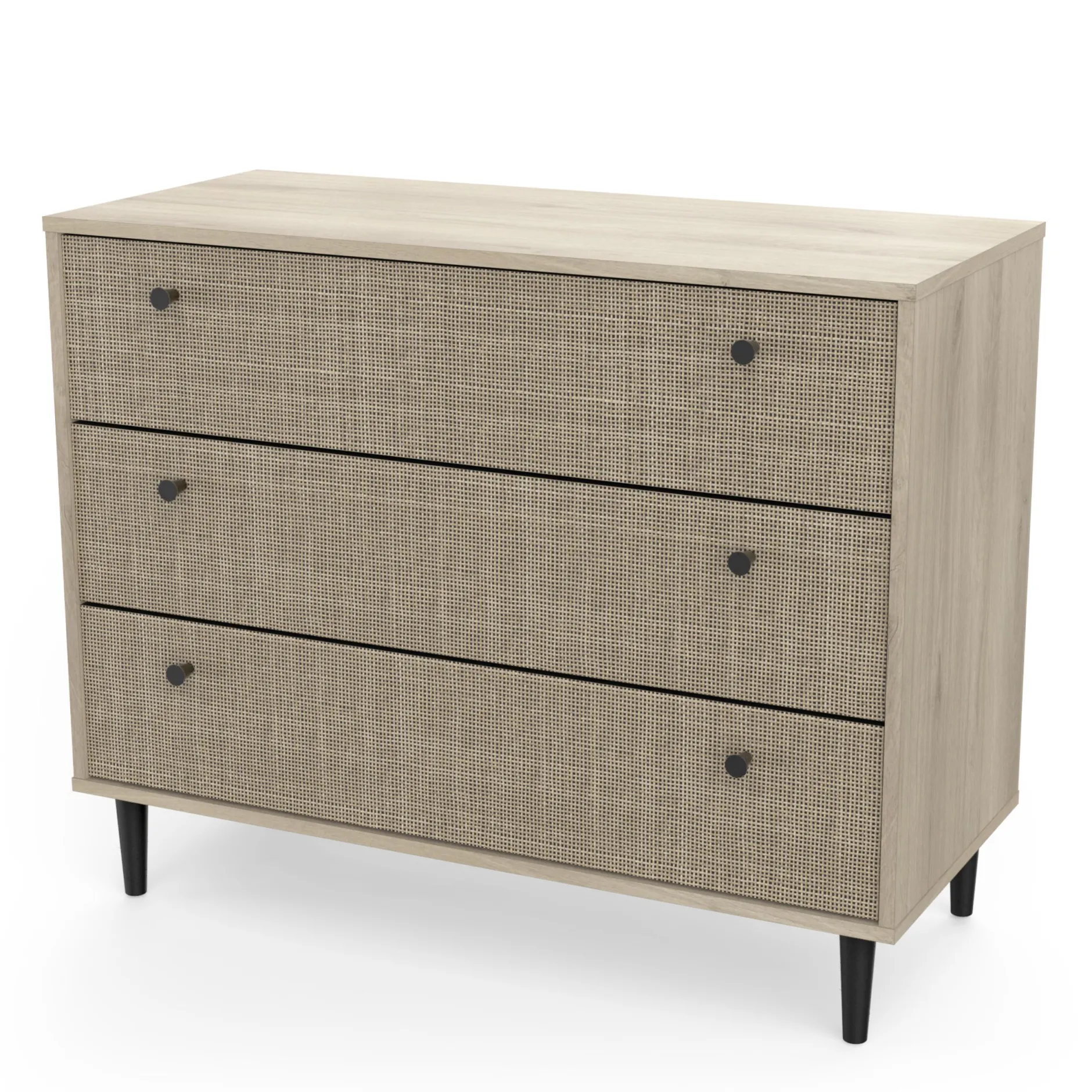 Schlafzimmerset Sayuri | Doppelbett, Nachttisch, Kleiderschrank, Kommode | Kronberg Oak Design