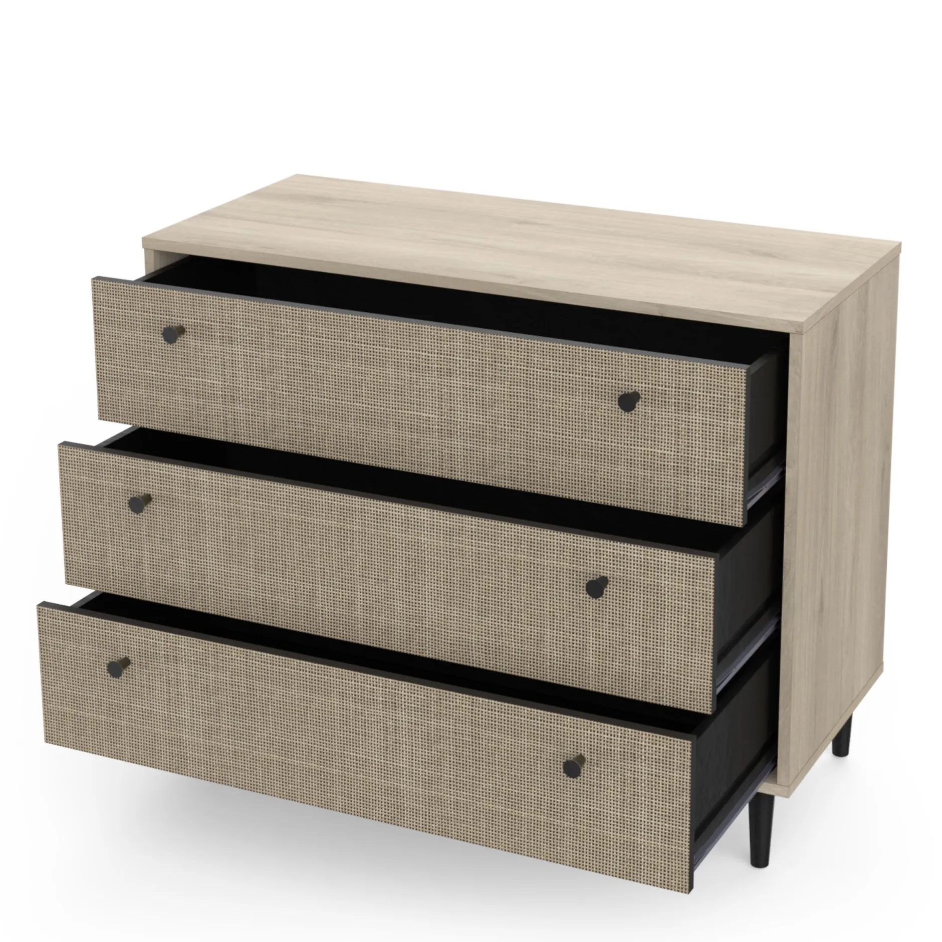 Schlafzimmerset Sayuri | Doppelbett, Nachttisch, Kleiderschrank, Kommode | Kronberg Oak Design