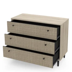 Schlafzimmerset Sayuri | Queen Bett, Nachttisch, Kleiderschrank, Kommode | Kronberg Oak Design