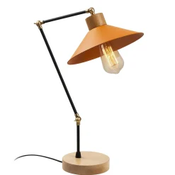 Schlanke und moderne Tischleuchte | Metallkörper | Orange | 24cm Durchmesser | 52cm Höhe