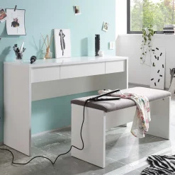 Schminktisch Alizée 125cm, 2 Schubladen und 1 Tür - weiß