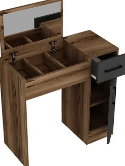 Schminktisch Incı - 100% MELAMINE - Heller Nussbaum - 77 x 108,8 x 37,3 cm